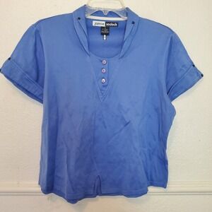 Jamie Sadock Women's Size M Blue Short Sleeve Golf Polo Top 100% Cotton
